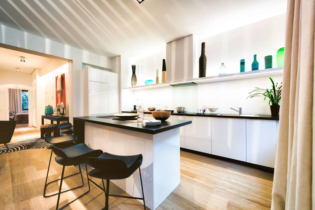 Cuisine entièrement équipée de Montagne 1, appartement meublé près de la Grand-Place à Bruxelles