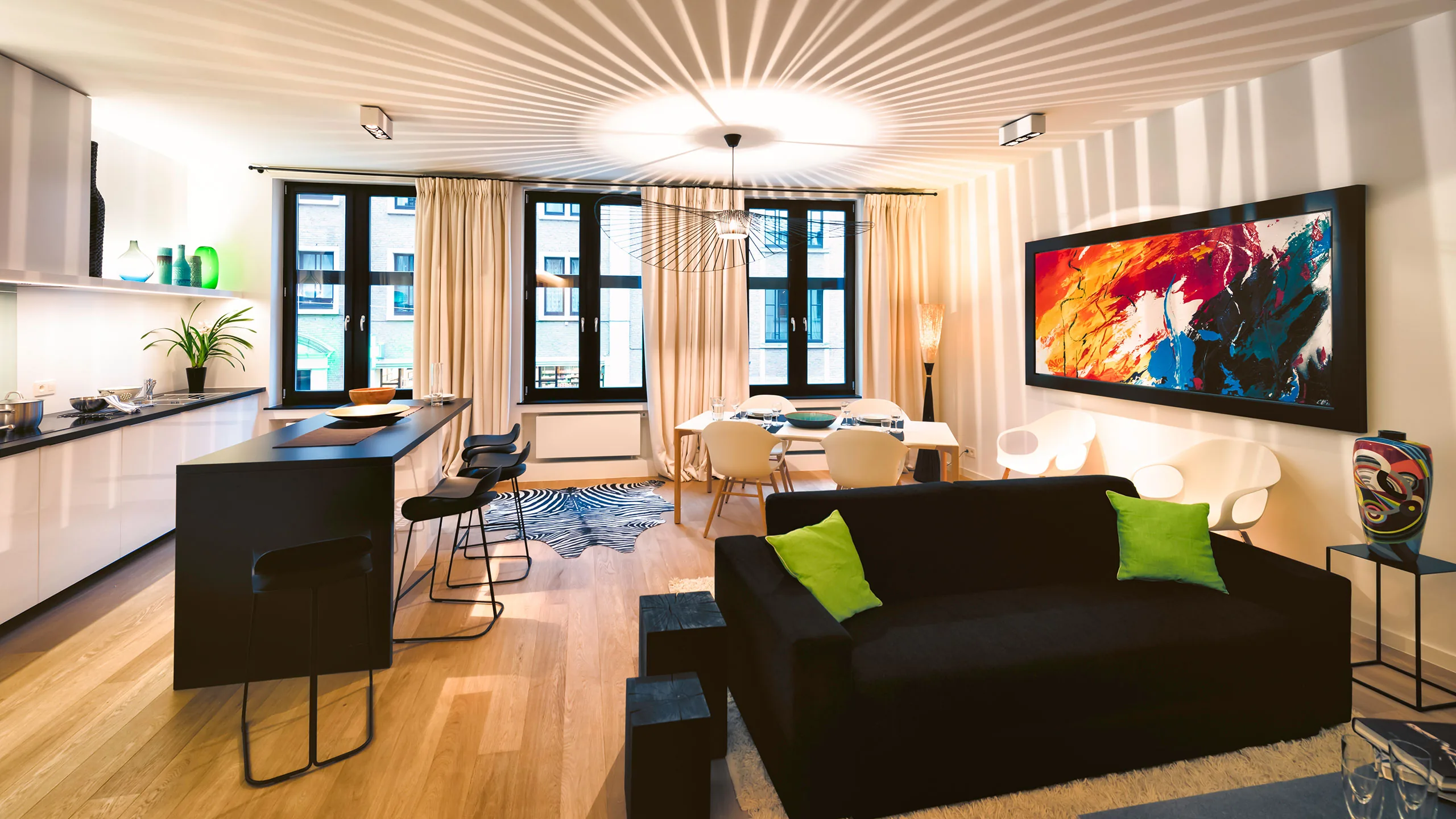 Séjour et salle à manger de Montagne 1, appartement meublé près de la Grand-Place à Bruxelles