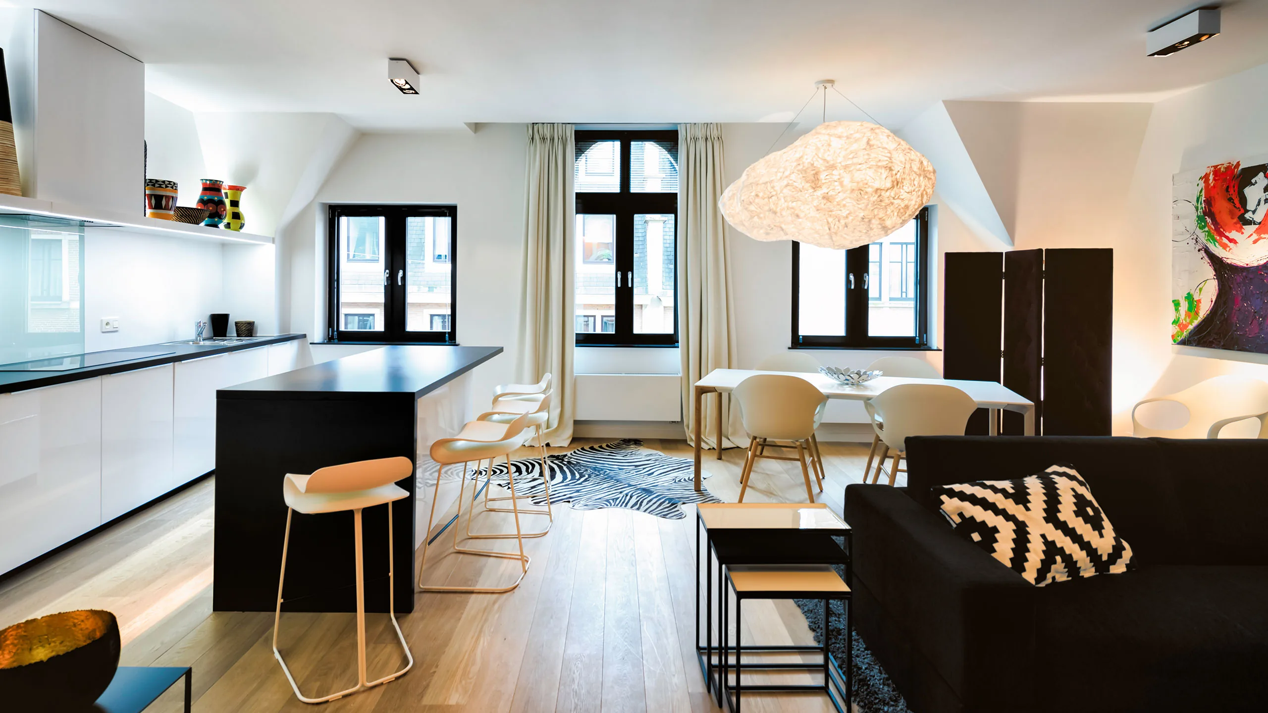 Séjour ouvert de Montagne 4, appartement meublé à Bruxelles