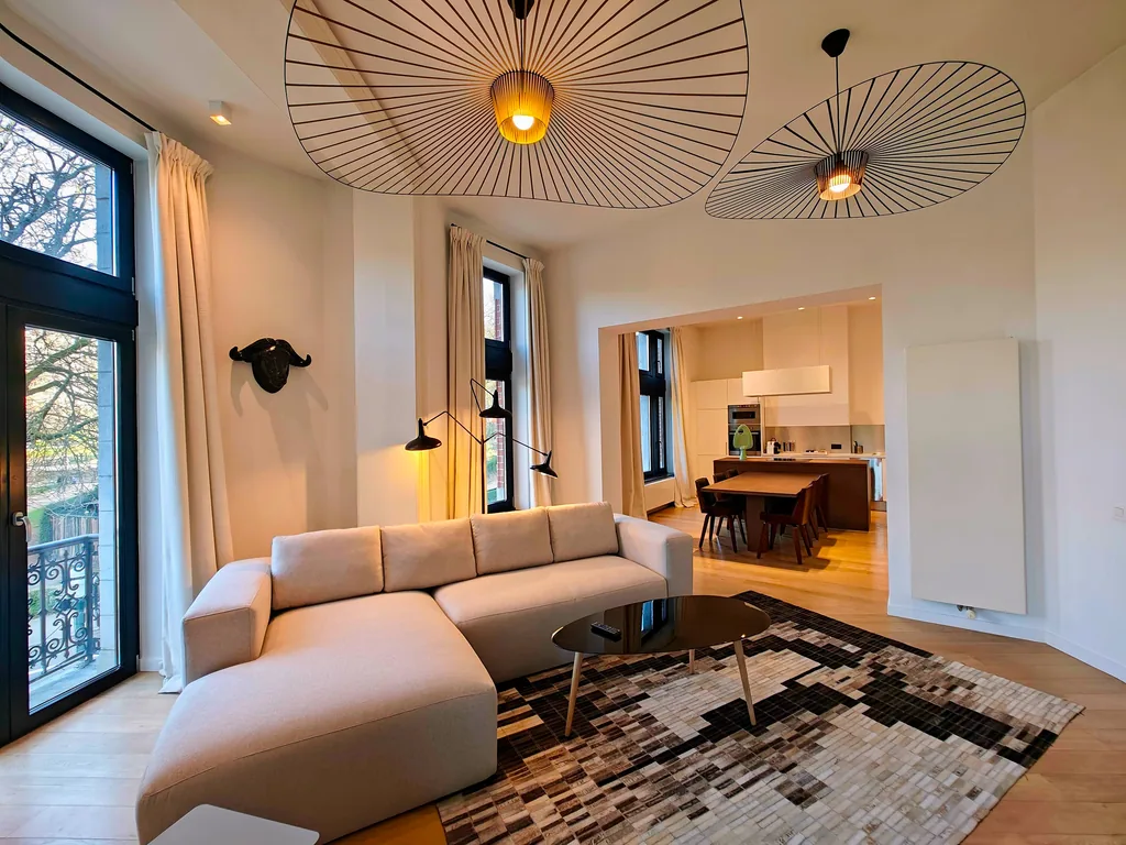 Living room at Palmerston 2, furnished apartment in Brussels