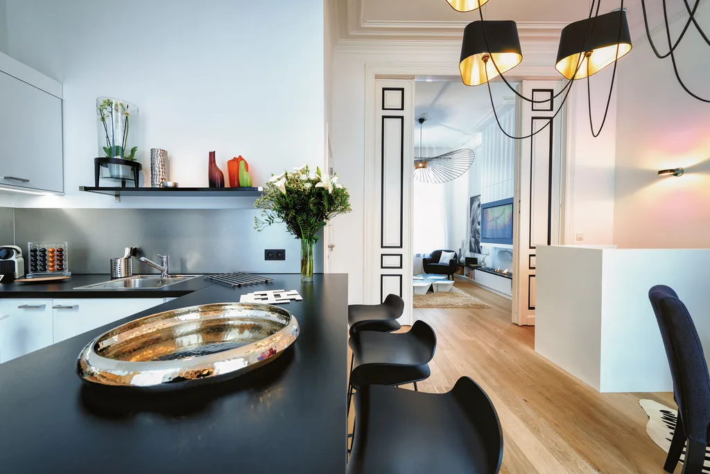 Îlot de cuisine de Vleurgat 1, appartement meublé à Bruxelles